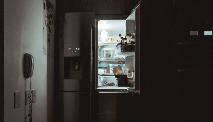 The image shows a silver refrigerator.— Unsplash