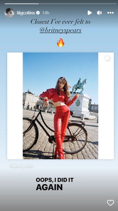 Lily Collins channels Britney Spears in latest Vogue Scandinavia cover