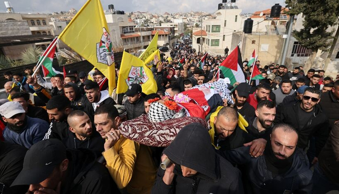 Hundreds of people attended Ahmad Kahlas funeral after he was shot at point-blank range on January 15, 2023. — AFP