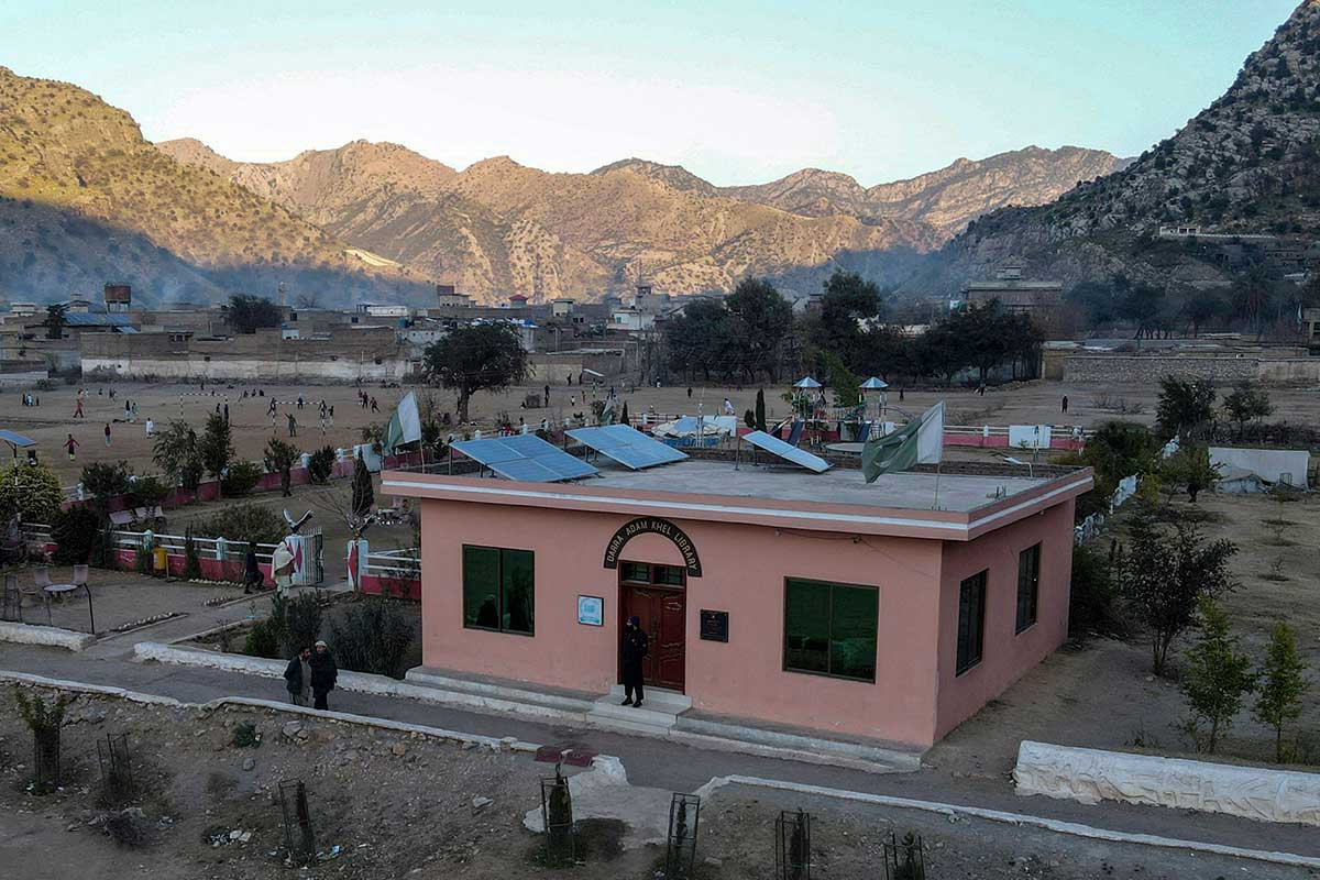 A general view of the Darra Adam Khel Library building is pictured in Darra Adam Khel town. — AFP