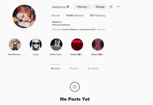 Madonna deletes entire Instagram feed amid rumours of 40th anniversary tour