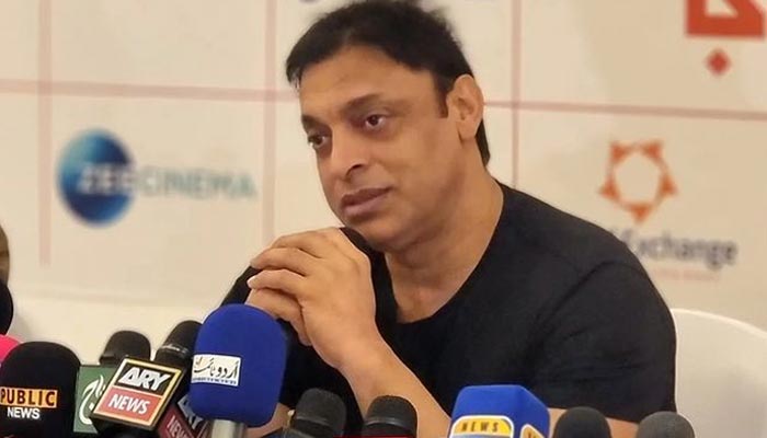 Former Pakistani fast bowler Shoaib Akhtar speaking during a press meet at Expo Center Sharjah, UAE on November 13, 2022. — Instagram/imshoaibakhtar