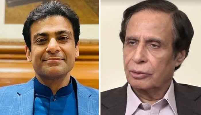 PML-N leader Hamza Shehbaz (L) and Punjab Chief Minister Parvez Elahi (R). — Agencies