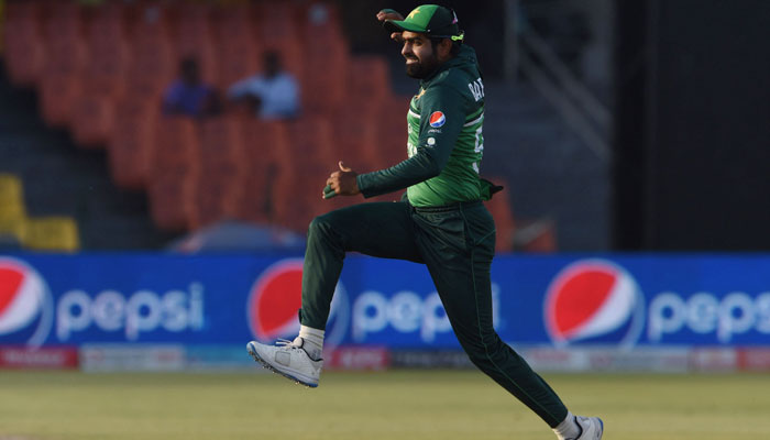 Babar Azam celebrates the fall of a wicket in this undated photo. — AFP/File