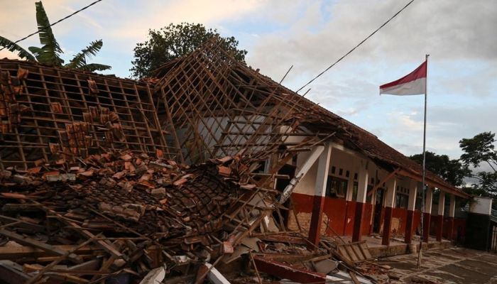A view of a collapsed school building following an earthquake in Cianjur, West Java province, Indonesia, November 21, 2022.— Reuters