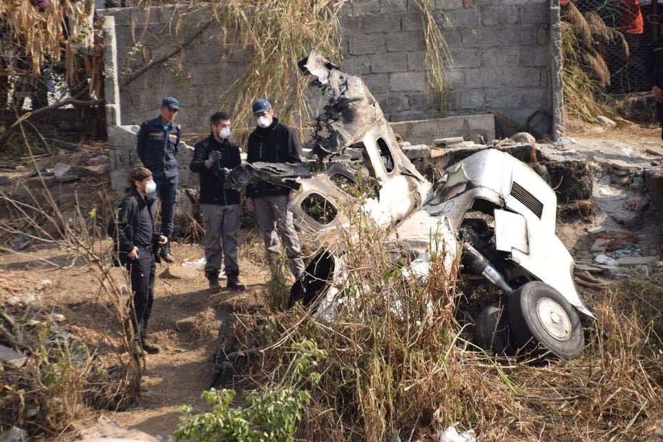 A French investigating team investigates the wreckage of a Yeti Airlines operated aircraft, in Pokhara, Nepal January 18, 2023.— Reuters