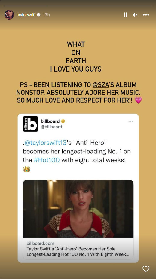 Taylor Swift bereaksi terhadap 'Anti-Hero' menjadi 'Single No 1 Terlama'