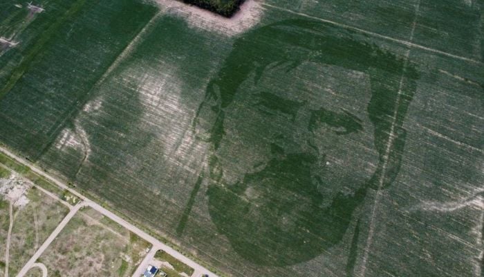 The face of Argentine football star Lionel Messi is depicted in a corn field sown with a special algorithm to plant seeds in a certain pattern to create a huge visual image when the corn plants grow, in Los Condores, on the outskirts of Cordoba, Argentina January 15, 2023.— Reuters