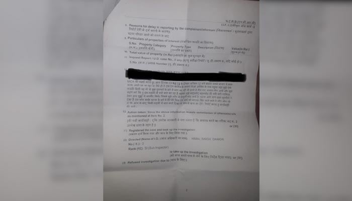 A photograph of the FIR filed by the victim on January 3, 2023. — Twitter/HateDetectors