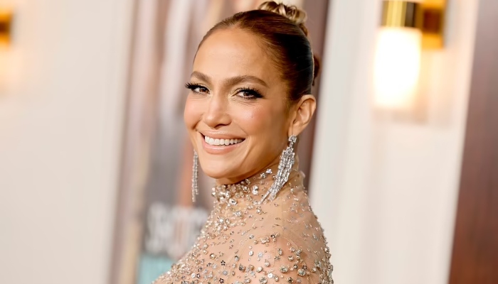 Jennifer Lopez turns heads in sheer gold dress at ‘Shotgun Wedding’ premiere