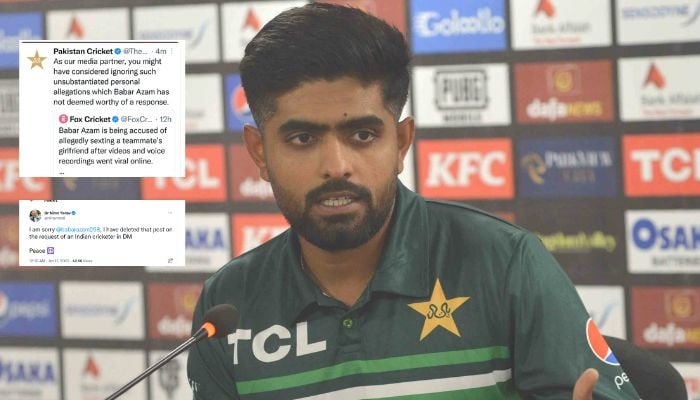 In this file photo taken on January 8, 2023, Pakistan’s captain Babar Azam speaks during a press conference in Karachi. — AFP