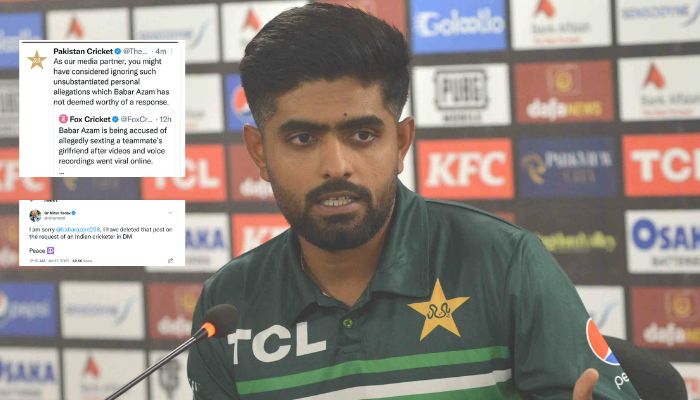 In this file photo taken on January 8, 2023, Pakistan’s captain Babar Azam speaks during a press conference in Karachi. — AFP