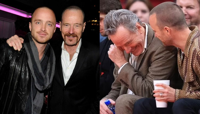 Breaking Bad stars Bryan Cranston and Aaron Paul indulge in shenanigans at the NBA game