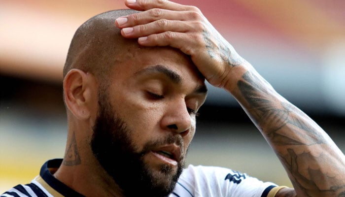 In this file photo taken on September 4, 2022 Pumas’ Brazilian defender Dani Alves gestures during the Mexican Apertura tournament football match against Atlas at the Jalisco stadium in Guadalajara, Jalisco State, Mexico. — AFP