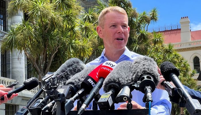 Chris Hipkins speaks to the media, after being confirmed as the only nomination to replace Jacinda Ardern as leader of the Labor Party, outside New Zealand's parliament in Wellington, New Zealand January 21, 2023. — Reuters