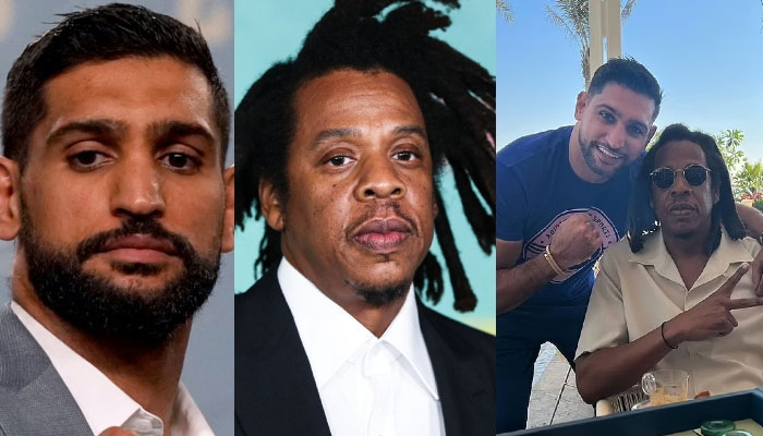 Jay Z and boxer Amir Khan take an iconic picture ahead of Beyonces Dubai show with many other celebrities