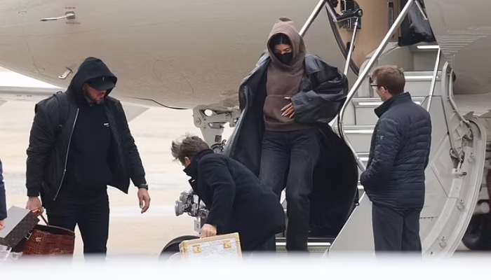 Kylie Jenner descends in France on her private jet for Paris Fashion Week