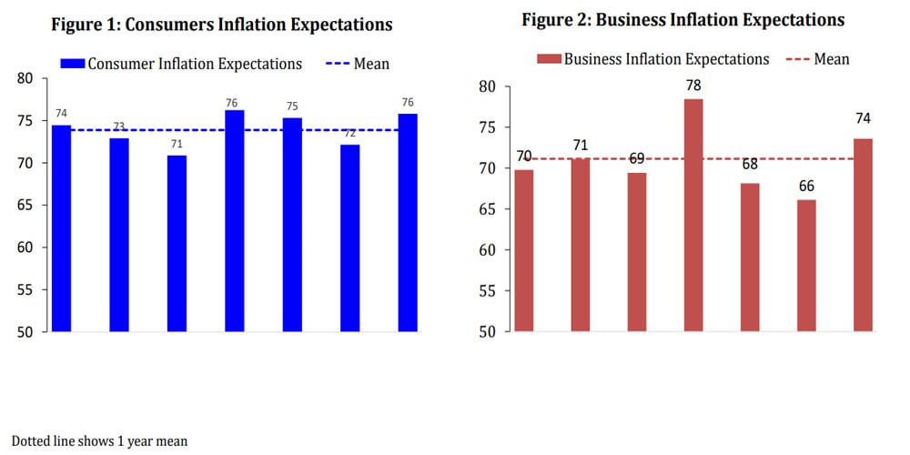 Consumers and business inflation expectations graph. — Arif Habib Limited