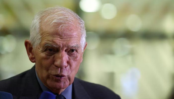 EU top diplomat Josep Borrell speaks to the press during a European Union (EU) Foreign Ministers meeting in Brussels, Belgium on January 23, 2023. — Reuters