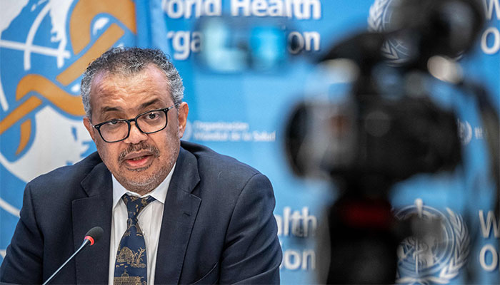 WHO Director-General Tedros Adhanom Ghebreyesus addresses during a press conference at the World Health Organizations headquarters in Geneva. — AFP/File
