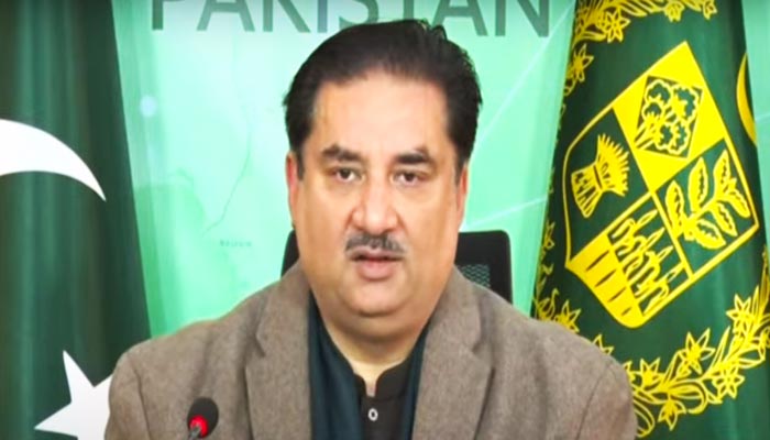 Power Minister Khurram Dastgir Khanspeaking at a press conference on January 24, 2023. — YouTube screengrab/Hum News Live