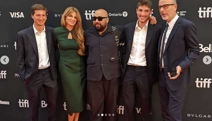 Jemima Khan poses with her sons Qasim and Suleman at the Toronto International Film Festival on September 12, 2022. — Instagram/@khanjemima