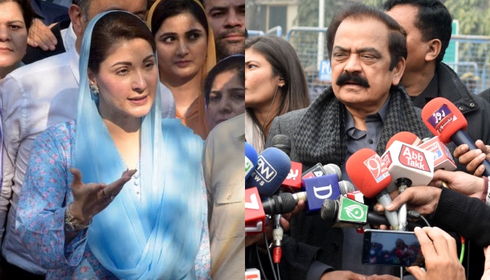 PML-N leaders Maryam Nawaz (left) and Rana Sanaullah address separate press conferences. — Reuters/Online/File