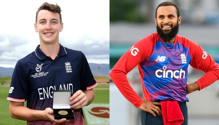 Englands batterHarry Brook (L) and spinnerAdil Rashid (R). — ICC