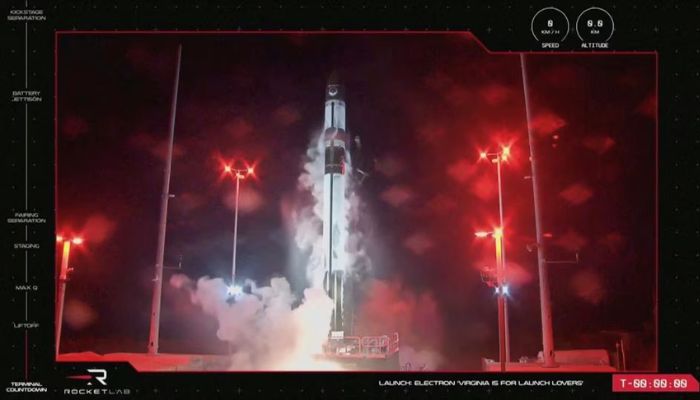 Rocket Labs Electron rocket waits to be launch during the first mission of the company from American soil, in Wallops Island, Virginia, U.S., January 24, 2023, in this screen grab taken from a handout video.— Reuters