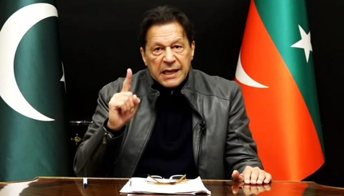 PTI Chairman Imran Khan addresses a televised press conference in Lahore on January 25, 2023. — YouTube/PTI