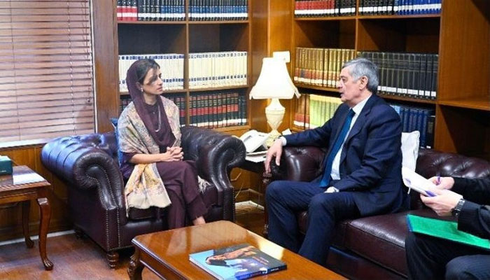 Russian Special Representative on Afghanistan Ambassador Zamir Kabulov (right) andMinister of State for Foreign Affairs Hina Rabbani Khar during their meeting at the Foreign Office on January 25. — Instagram/Foreignofficepk