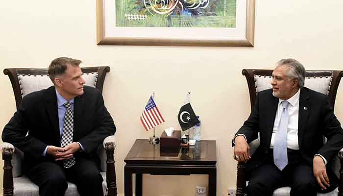 Robert Kaproth, Deputy Assistant Secretary of the US Department of the Treasury for Asia called on Finance Minister Ishaq Dar at Finance Division on January 25, 2022. —APP