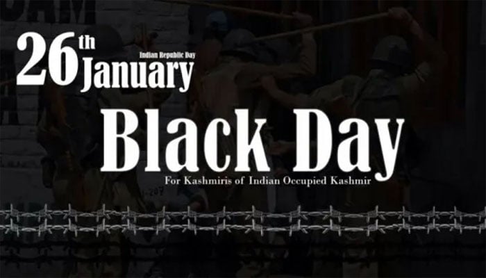 Poster of the Black Day observed by the Kashmiris on January 26. — APP