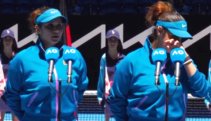 Indian tennis star Sania Mirza giving her farewell speech at the Grand Slam in Melbourne, Autsralia. — Twitter screengrab/MirzaSania