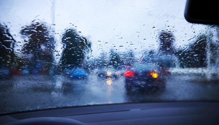 A representational image shows raindrops on a windscreen. — Canva/File
