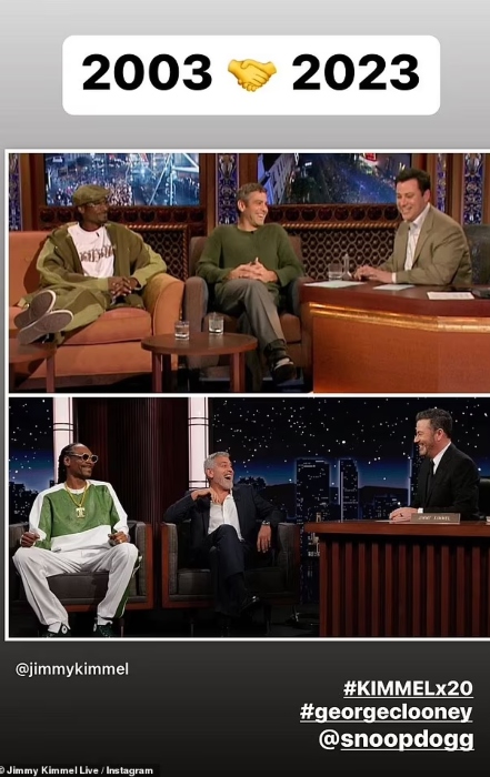 George Clooney and Snoop Dogg grabbed the same 2003 guest spots on Jimmy Kimmel Live 20th Anniversary special