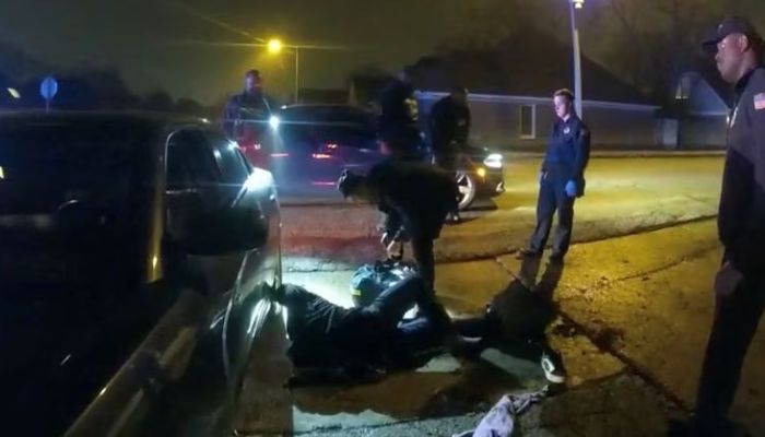 A person speaks with Tyre Nichols, a 29-year-old Black man who was pulled over while driving and died three days later, after being beaten by Memphis Police Department officers on January 7, 2023, in this screen grab from a video released by Memphis Police Department on January 27, 2023.— Reuters