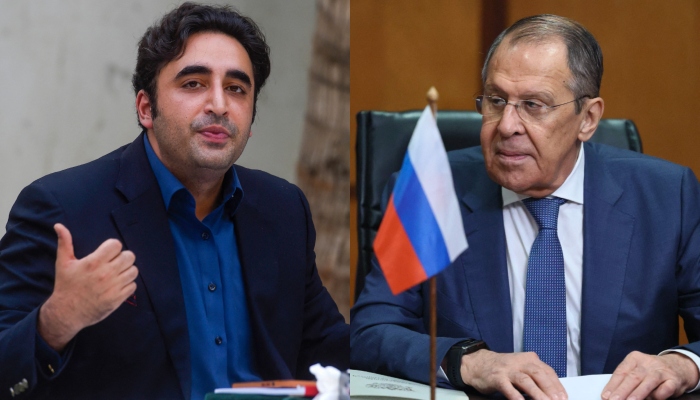 Foreign Minister Bilawal Bhutto-Zardari (L) and Russian Foreign Minister Sergey Lavrov (R). — AFP