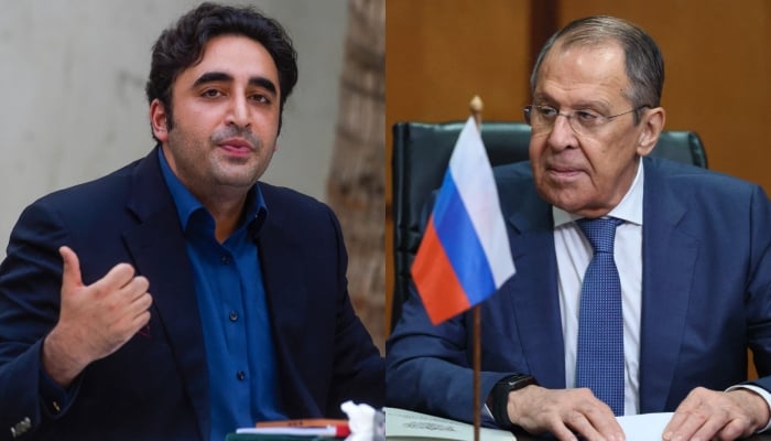 Foreign Minister Bilawal Bhutto-Zardari (L) andRussian Foreign Minister Sergey Lavrov (R). — AFP