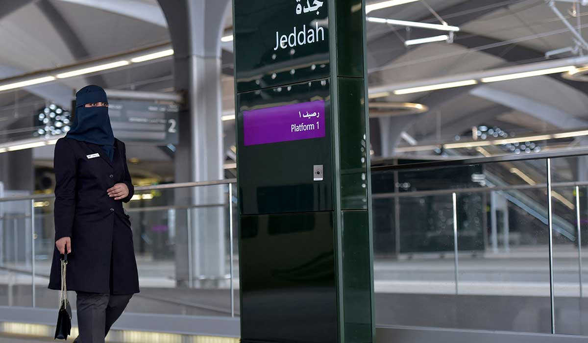 Tharaa Ali is pictured at the train station in Saudi Arabia´s Red Sea coastal city of Jeddah. — AFP