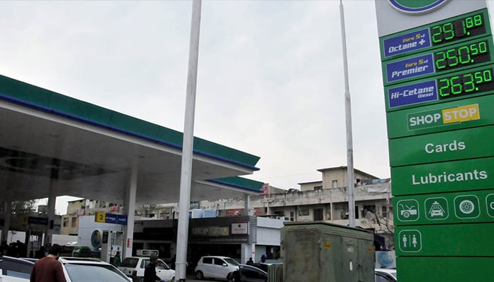 New rate list of fuel prices displayed after an increase in petroleum prices in Islamabad on January 29, 2023. — APP
