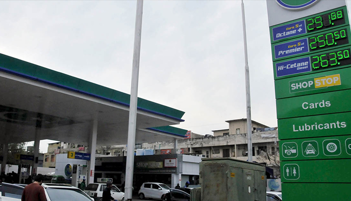 New rate list of fuel prices displayed after an increase in petroleum prices in Islamabad on January 29, 2023. — APP