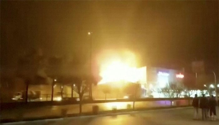Eyewitness footage shows what is said to be the moment of an explosion at a military industry factory in Isfahan, Iran, on January 29, 2023. — Reuters