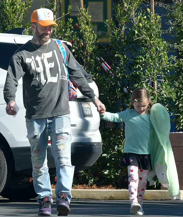 Adam Levine goes out and about with daughter ahead of baby no. 3