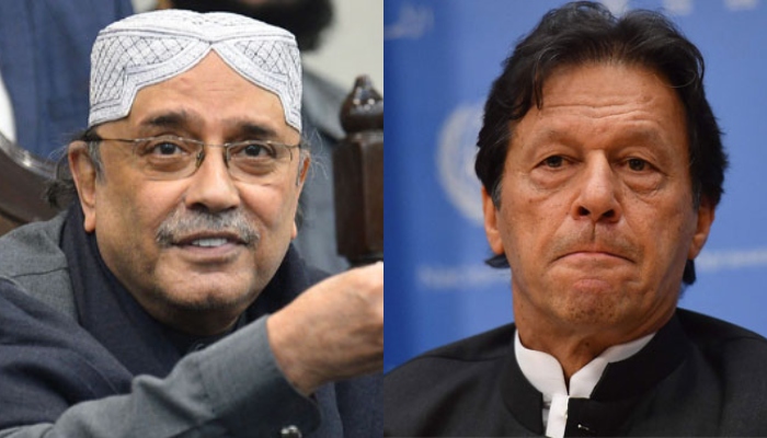 Pakistan Peoples Party Co-chairperson Asif Ali Zardari and PTI Chairman Imran Khan. — AFP/File