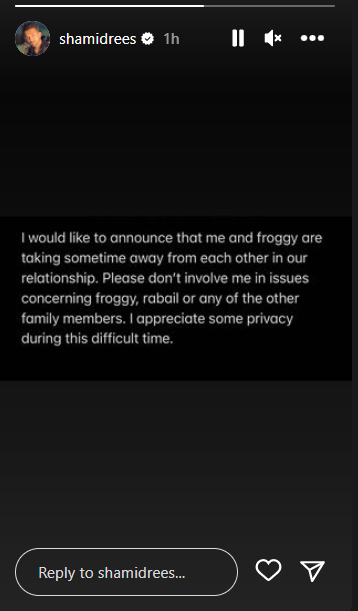 Sham Idrees declares his separation from Froggy