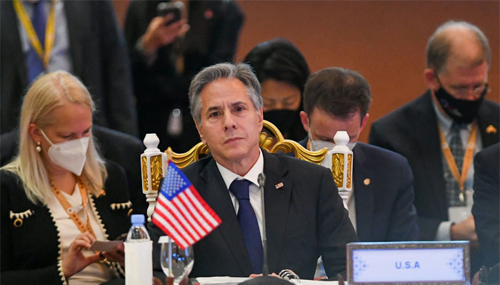 US Secretary of State Anthony Blinken looks on at the East Asia Summit Foreign Ministers meeting in Phnom Penh. — AFP/File
