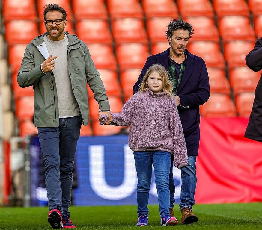 Ryan Reynolds' daughter James joined him during the Wrexham soccer match