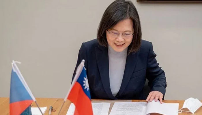 Taiwan President Tsai Ing-wen speaks with Czech President-elect Petr Pavel on a conference call in Taipei, Taiwan January 30, 2023, in this handout picture. — Reuters