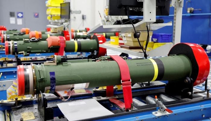 Javeline anti-tank missiles are displayed on the assembly line as US President Joe Biden tours a Lockheed Martin weapons factory in Troy, Alabama, U.S. May 3, 2022.— Reuters